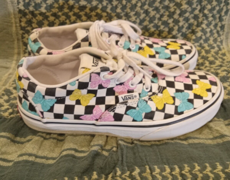 Vans Missy Size 3 Doheny Butterfly Checkerboard Multicolor Skate Shoes Sb9