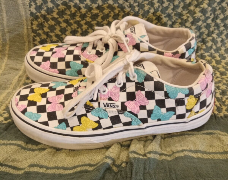 Vans Missy Size 3 Doheny Butterfly Checkerboard Multicolor Skate Shoes sb9