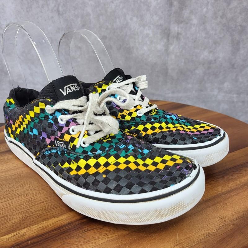 Vans Off The Wall Sneakers Girls 4.5 Rainbow Checkered Skate SK8 Canvass Low Top