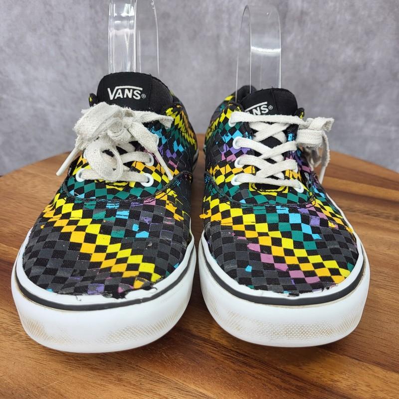 Vans Off The Wall Sneakers Girls 4.5 Rainbow Checkered Skate SK8 Canvass Low Top