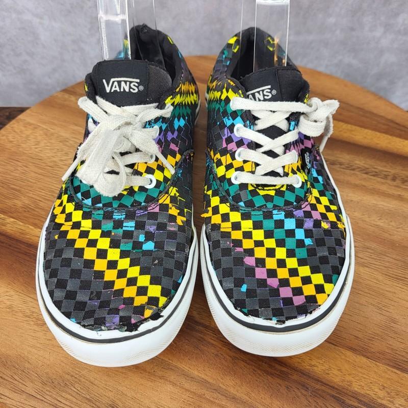 Vans Off The Wall Sneakers Girls 4.5 Rainbow Checkered Skate SK8 Canvass Low Top