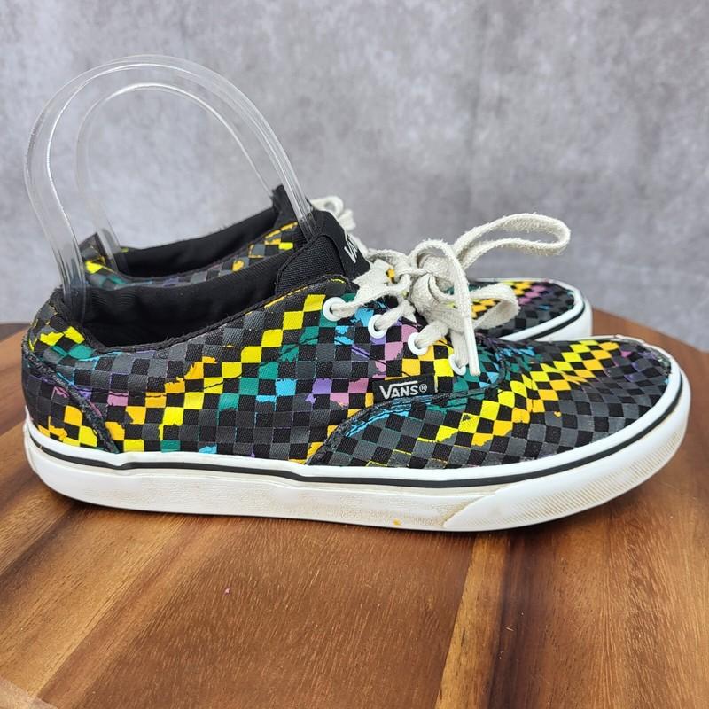Vans Off The Wall Sneakers Girls 4.5 Rainbow Checkered Skate SK8 Canvass Low Top