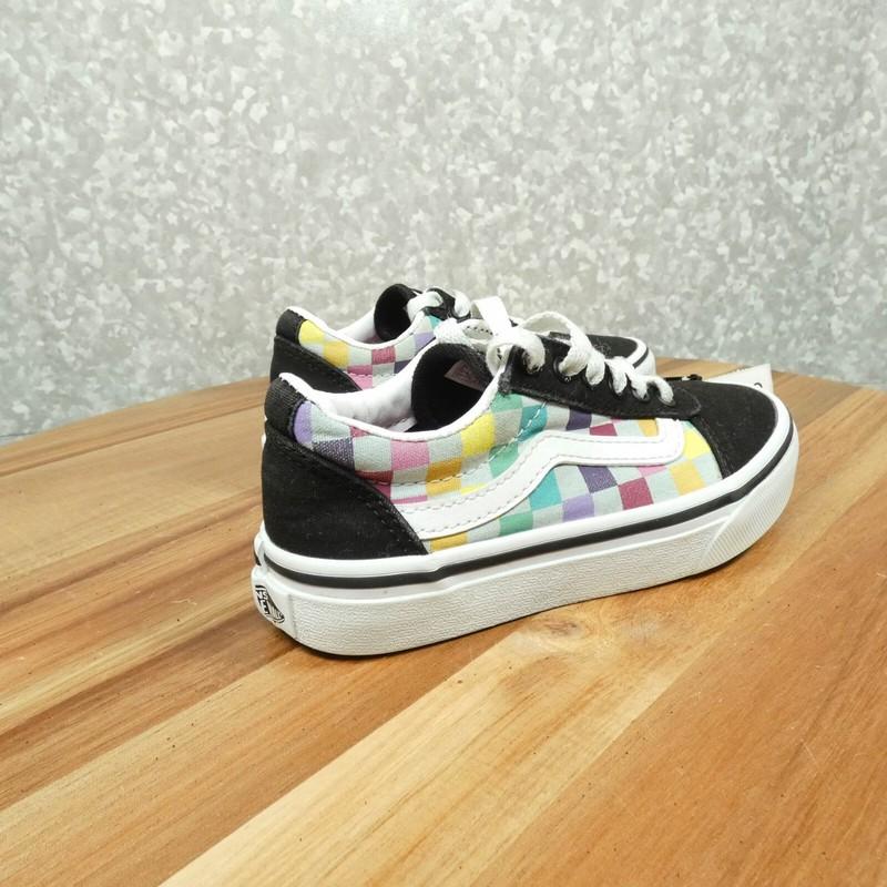 Vans Off The Wall Sneakers Missy 12 Black W Rainbow Check Skater Shoe Old Skool