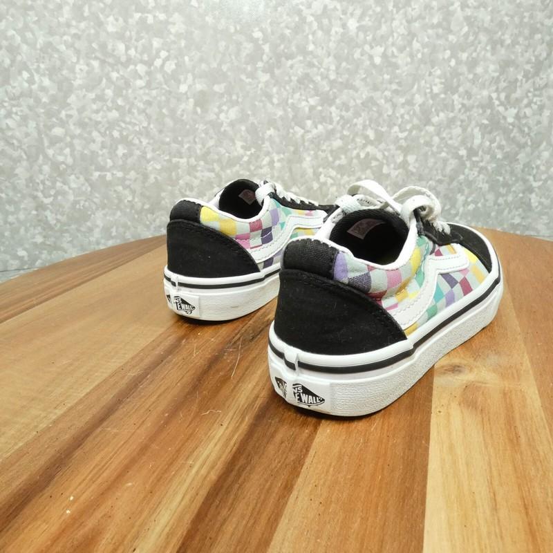 Vans Off The Wall Sneakers Missy 12 Black W Rainbow Check Skater Shoe Old Skool