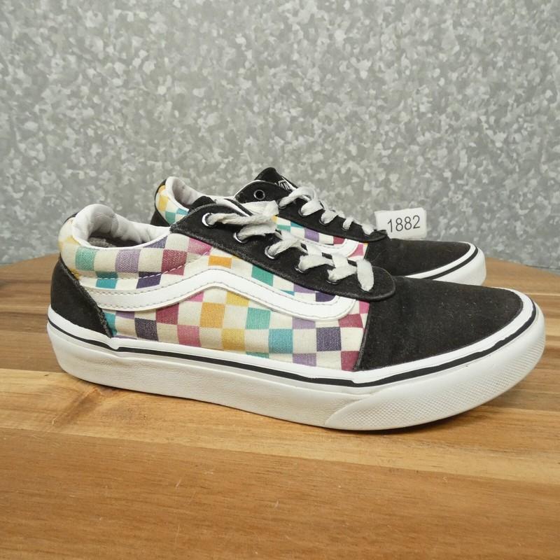 Vans Off The Wall Sneakers Missy 3.5 Black W Rainbow Check Skater Shoe Old Skool