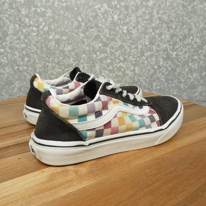 Vans Off The Wall Sneakers Missy 3.5 Black W Rainbow Check Skater Shoe Old Skool