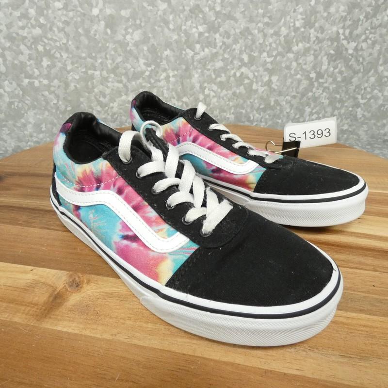 Vans Off The Wall Sneakers Missy 3.5 Black w Rainbow Check Skater Shoe Old Skool