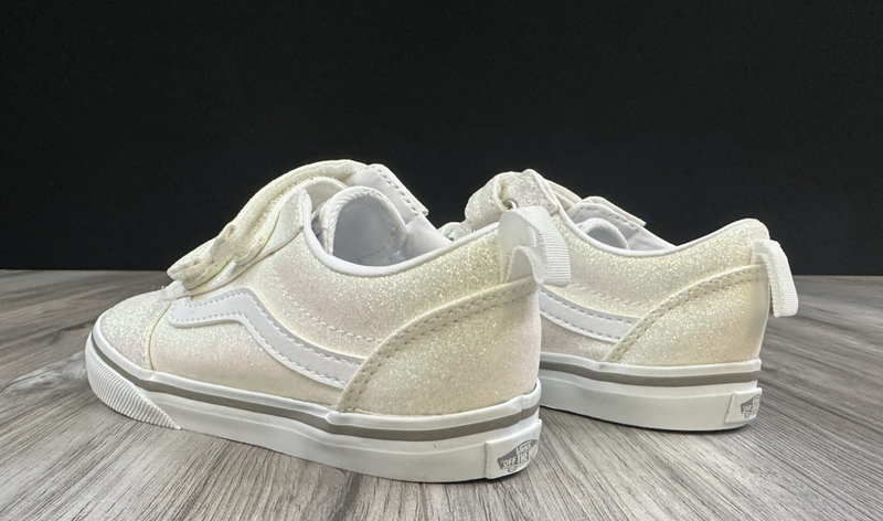 Vans Off The Wall Ward V Spring Glitter White VNOA4BTFCJ Kids Size 10 New