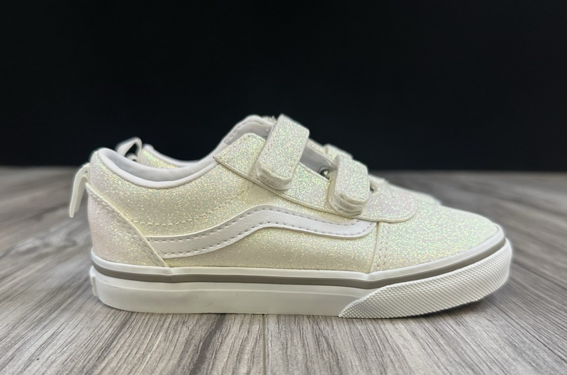Vans Off The Wall Ward V Spring Glitter White VNOA4BTFCJ Kids Size 10 New
