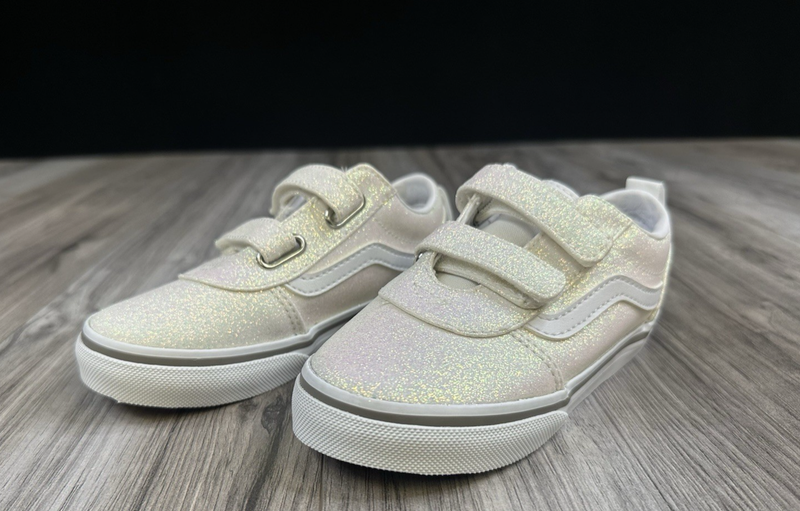 Vans Off The Wall Ward V Spring Glitter White VNOA4BTFCJ Kids size 10 New