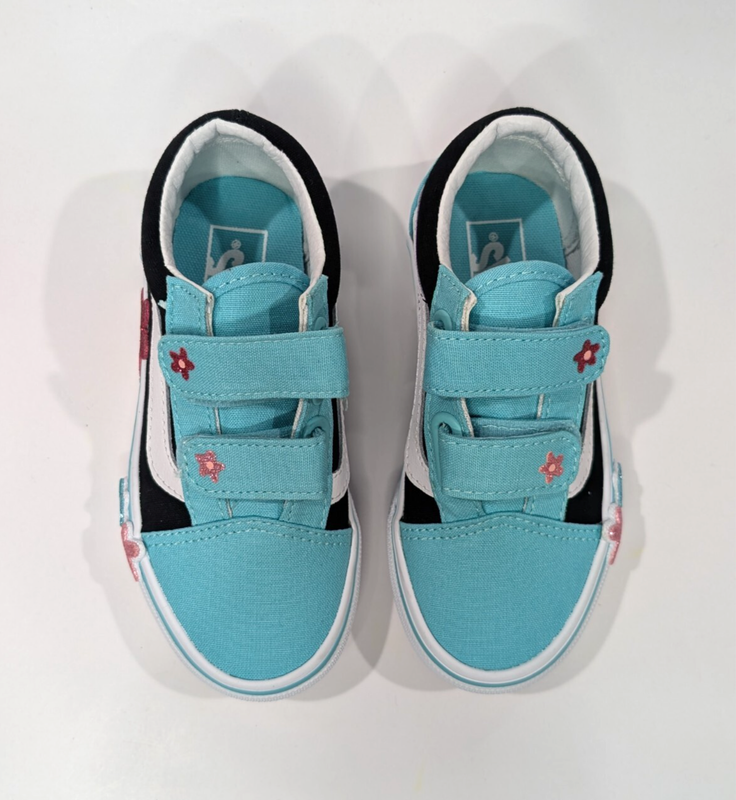 Vans Old Skool V Glitter Flower Multicolor Girl's Skate Shoes-Assorted Sizes NWB