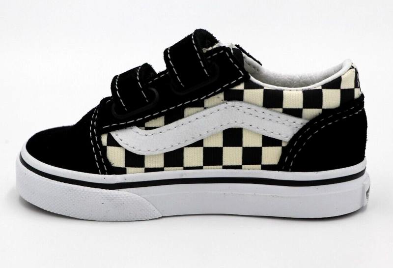 Vans Old Skool V (Primary Checherboard) Black/White Toddler Sizes