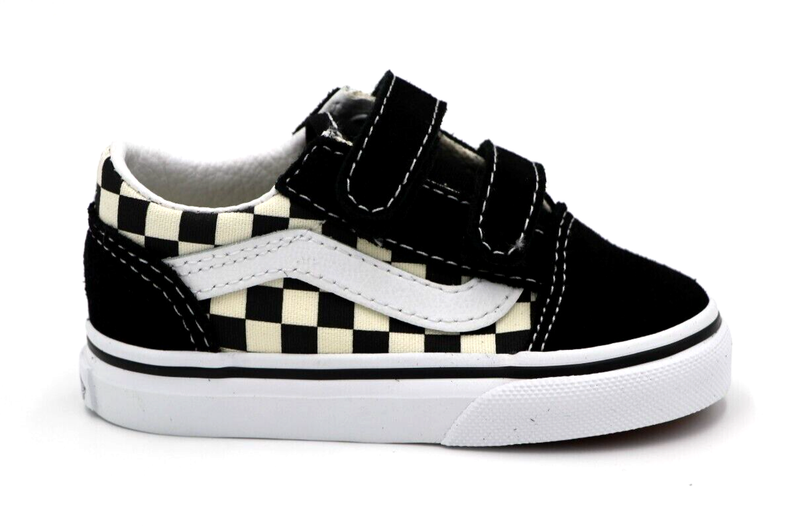 Vans Old Skool V (Primary Checherboard) Black/White Toddler Sizes