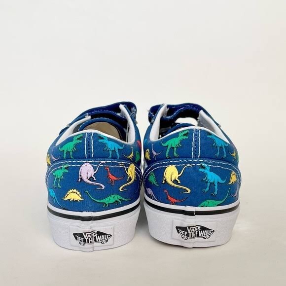 Vans Shoes Old Skool V Dino Boys Sneakers Blue Dinosaur Print Pattern Size 2