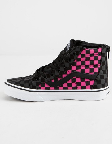VANS Sk8-Hi Zip Checkerboard Carmine Rose Girls Shoes