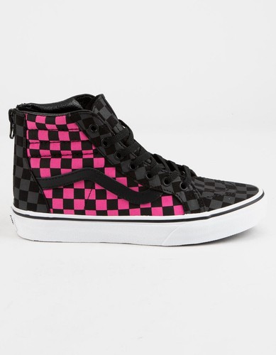 VANS Sk8-Hi Zip Checkerboard Carmine Rose Girls Shoes