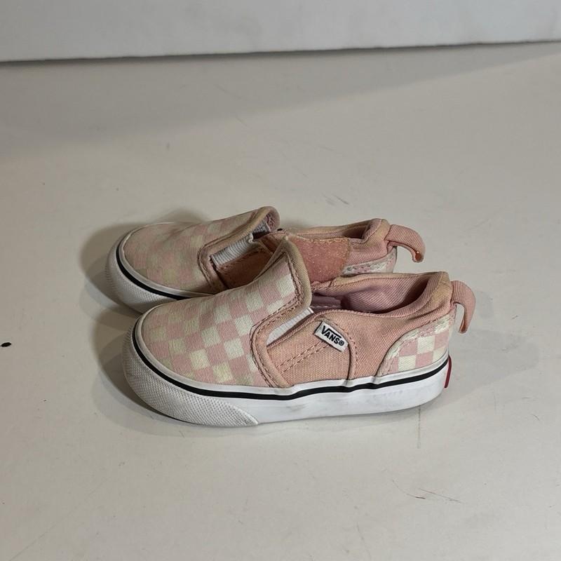 VANS Toddler Girls' Pink Checkered Floral Slip-On Shoes Size 5