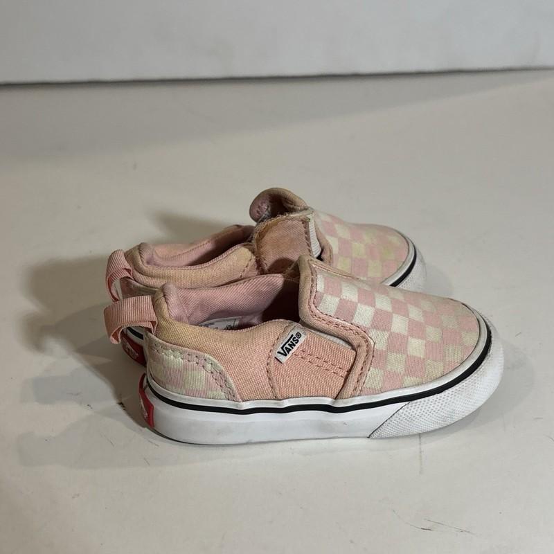 VANS Toddler Girls' Pink Checkered Floral Slip-On Shoes Size 5