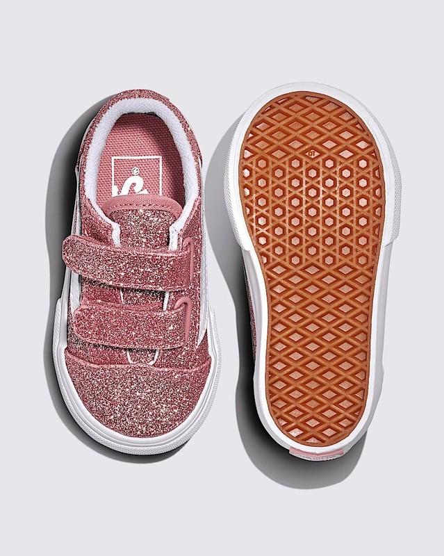Vans Toddler Old Skool V Sneaker Shoes Glitter/Rose Gold VN0009RCFSL Size 6 TD