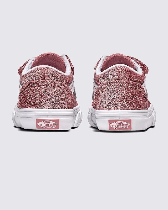 Vans Toddler Old Skool V Sneaker Shoes Glitter/Rose Gold VN0009RCFSL Size 6 TD