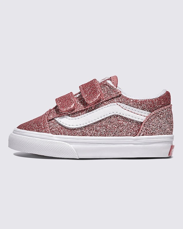 Vans Toddler Old Skool V Sneaker Shoes Glitter/Rose Gold VN0009RCFSL Size 6 TD