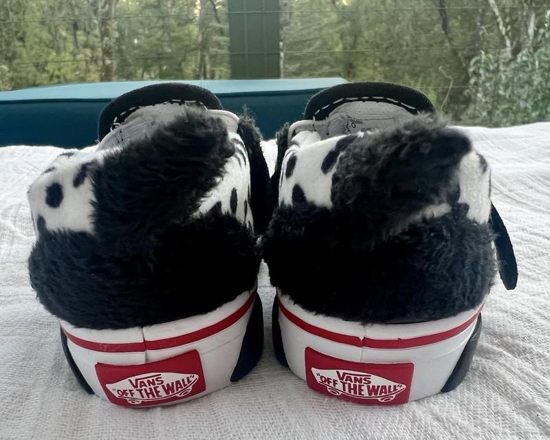 VANS Toddler Size 3 Dalmatian Dog Slip-On Shoes Black White Fireman Hero Puppy