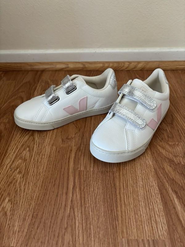 Veja Esplar Sneaker Pink Silver Metallic White Leather Girls Youth US 3