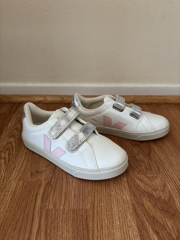 Veja Esplar Sneaker Pink Silver Metallic White Leather Girls Youth US 3