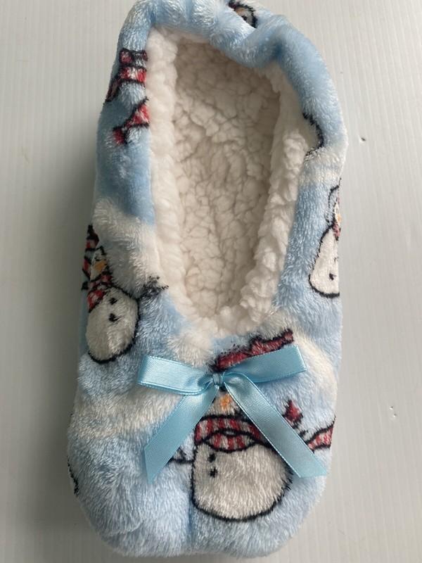 Velvety Fleece Snowman Slippers W/Grippers - Fashion By Mirabeau