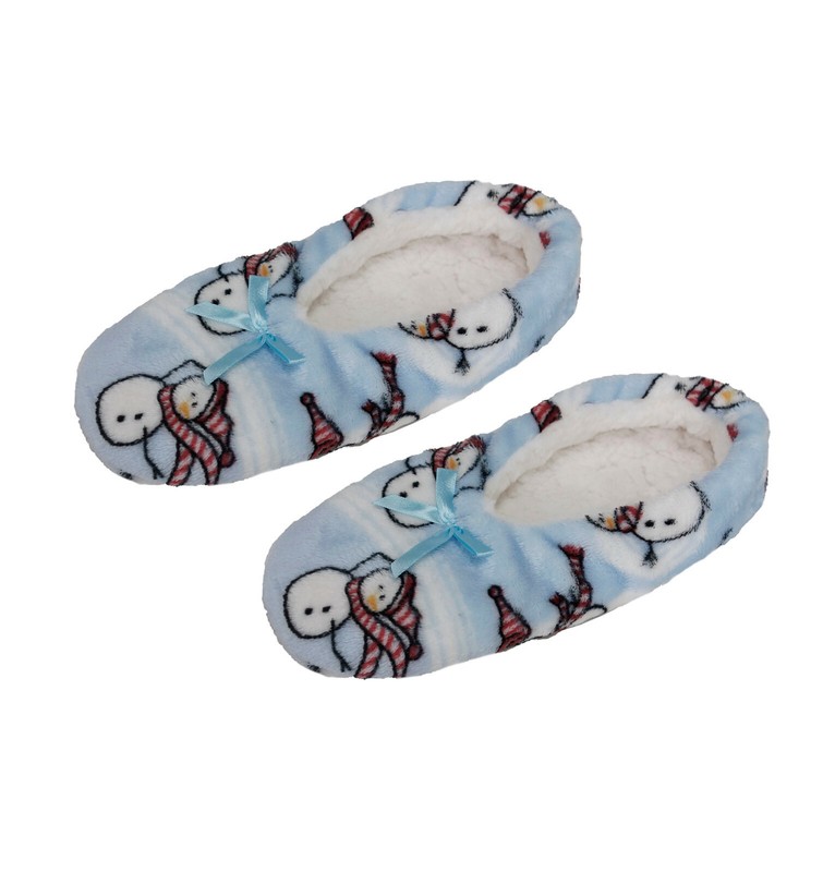 Velvety Fleece Snowman Slippers w/Grippers - Fashion by Mirabeau