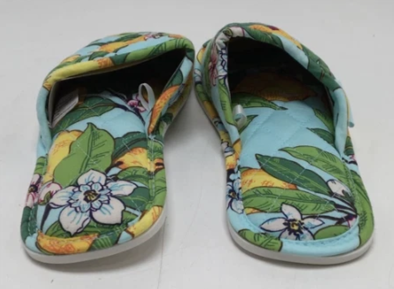 Vera Bradley Lemon Grove Travel Slipper Women's Medium 7-8 Slip On Mules Comfort