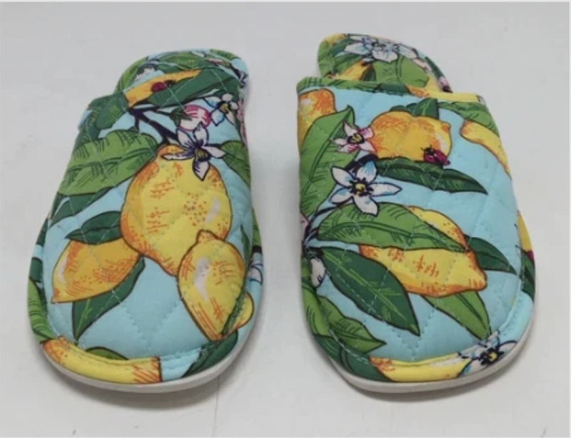 Vera Bradley Lemon Grove Travel Slipper Women's Medium 7-8 Slip on Mules Comfort