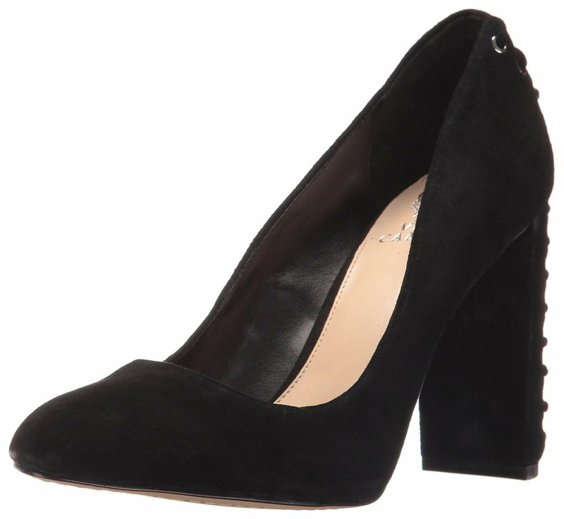 Vince Camuto Dallan Black Black Stone Taupe Suede Women's Heels Slip On Shoes