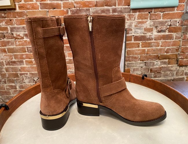 Vince Camuto Tostada Brown Suede Mid Calf Boots Wadelyn New