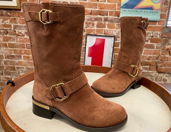 Vince Camuto Tostada Brown Suede Mid Calf Boots Wadelyn New