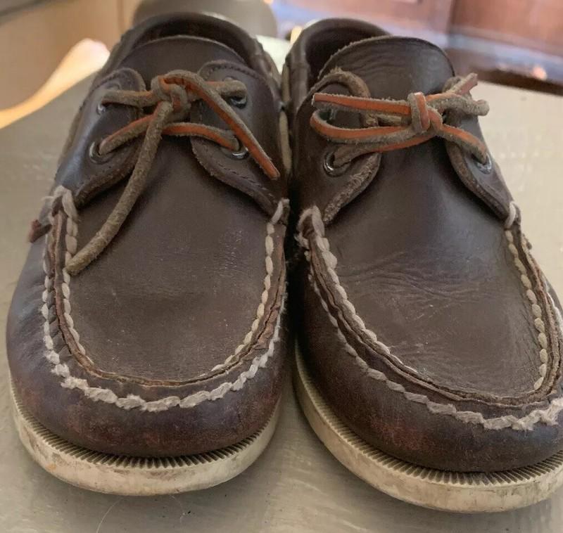 Vintage Sperry Kids Top-Sider Brown Tan Leather Boat Shoes Size 11.5 1980’s