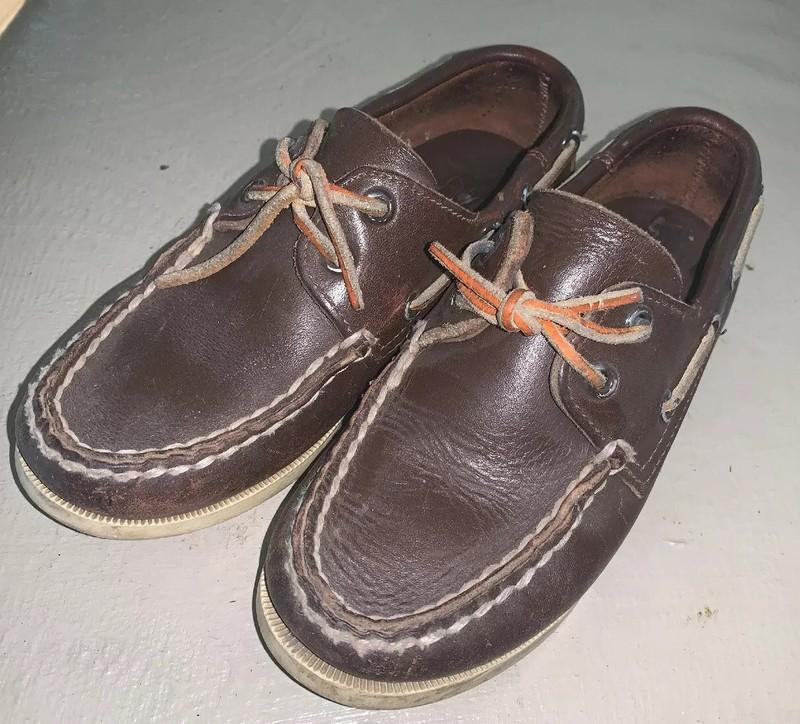 Vintage Sperry Kids Top-Sider Brown Tan Leather Boat Shoes Size 11.5 1980’s