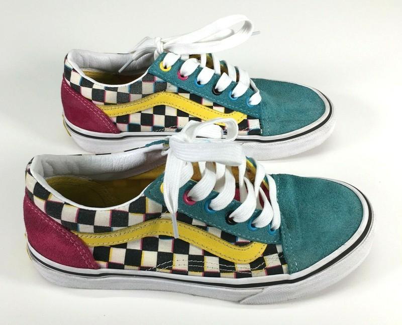 Vintage Vans Old Skool Chex Skate Shoe Checkboard Sz 3 Kids Boys