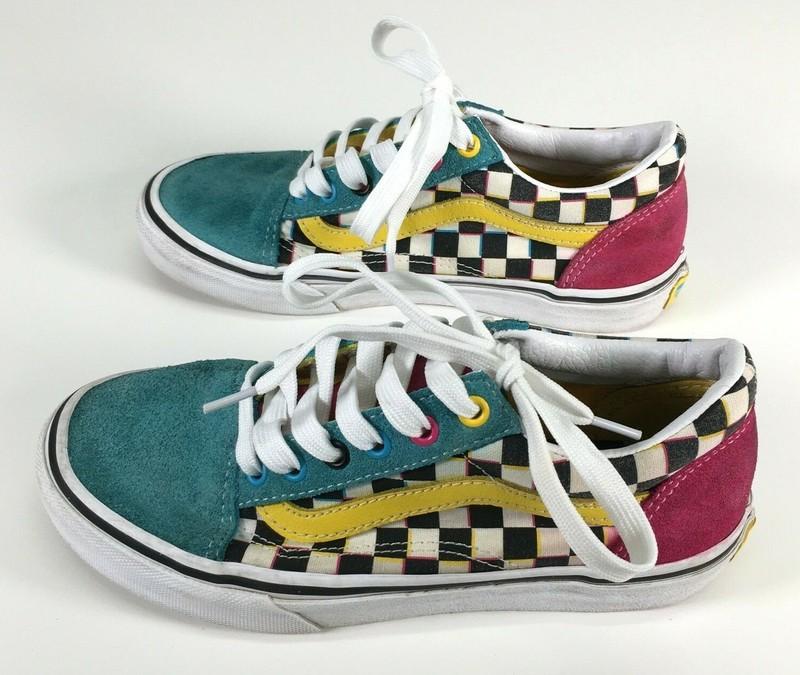 Vintage Vans Old Skool Chex Skate Shoe Checkboard Sz 3 Kids Boys