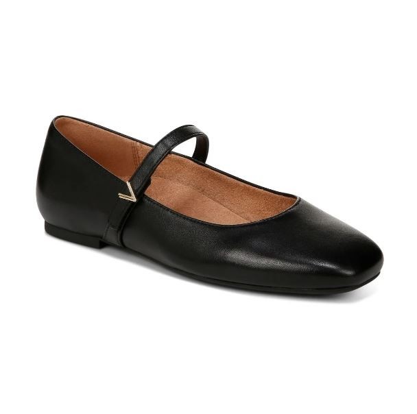 Vionic Alameda Women’s Mary Jane Flat Size 8M Black Leather Comfort Shoes