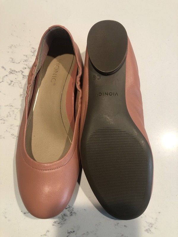 VIONIC ALEXA Salmon Color LEATHER BALLET FLATS SLIP ONS DRESS SHOES WOMENS S 7