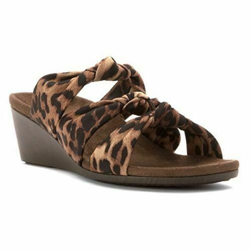 Vionic Orthaheel Womens Park Rizzo Wedge Sandals Tan Leopard Shoe Size 8 M