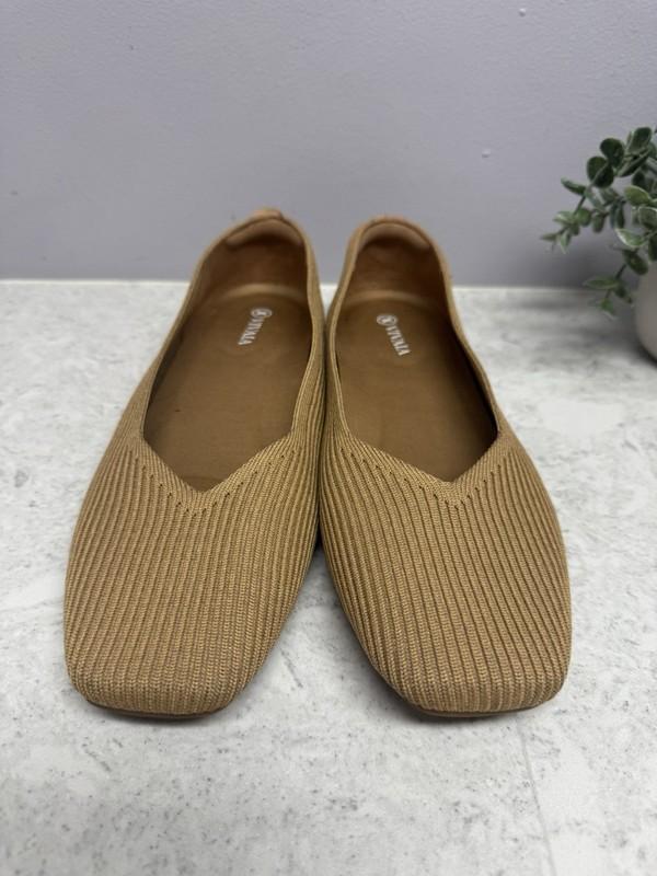 Vivaia Margot Ballet Flat Shoes Women's 41 Tan Knit Square Loafers