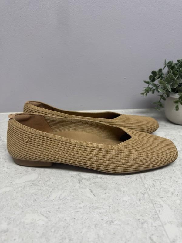 Vivaia Margot Ballet Flat Shoes Women's 41 Tan Knit Square Loafers