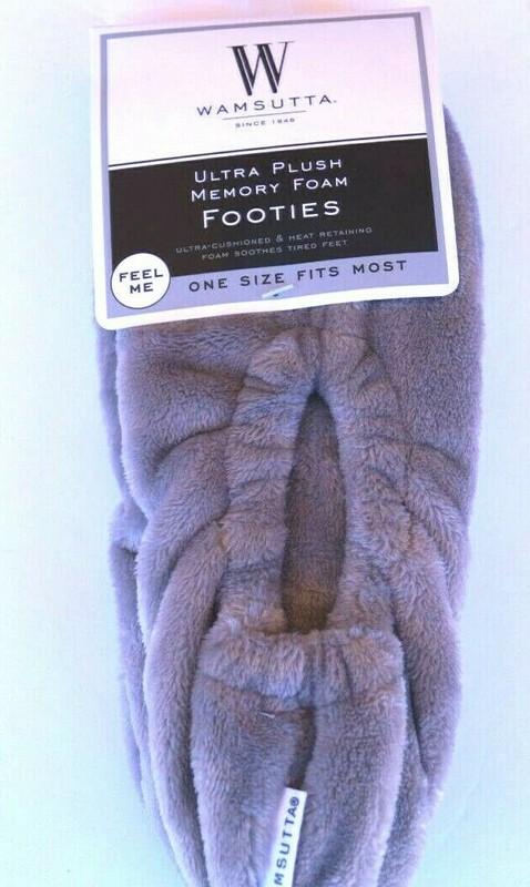 Wamsutta Ultra Plush Memory Foam Footies Slippers One Size Fits Most Color Gray