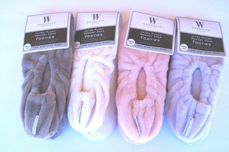 Wamsutta Ultra Plush Memory Foam Footies Slippers One Size Fits Most