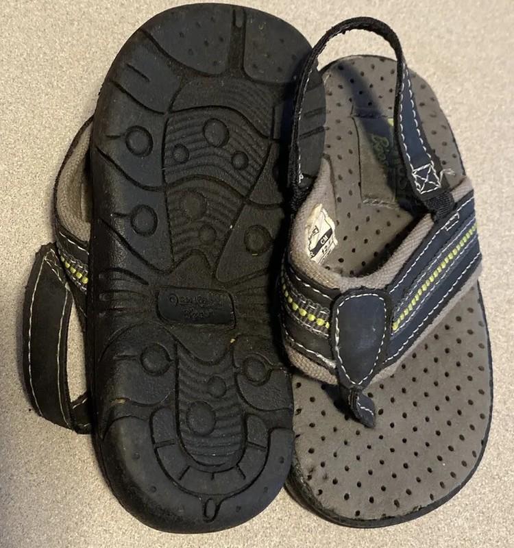 Water Shoes OshKosh B'Gosh Flip Flop/ Sandals Summer Baby Infant 5 Black/gray EC