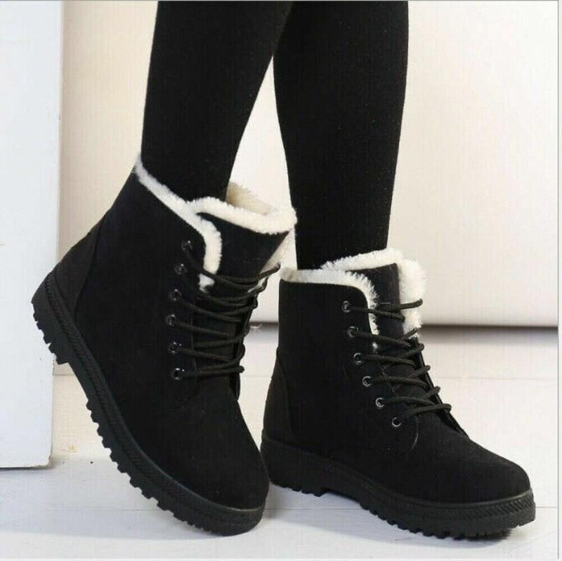Waterproof Winter Women Shoes Snow Boots Fur-lined Slip on Warm Ankle Size US