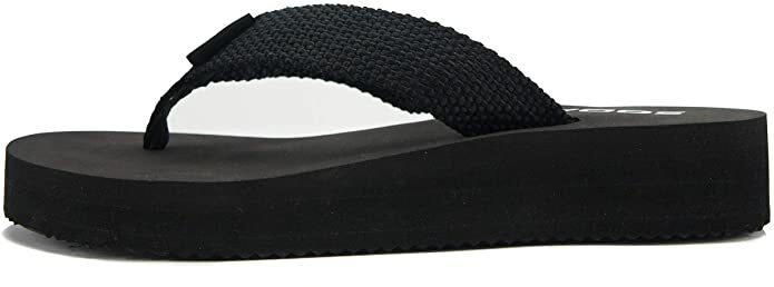 WEDGE EVA 1.25" WEBBING PLATFORM THONG FLIP FLOPS SANDALS
