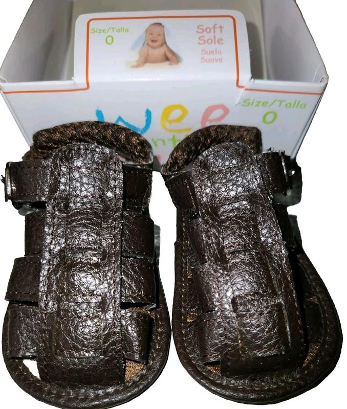Wee Essentials Baby Sandals Soft Sole Sandals Sz 0 Brown